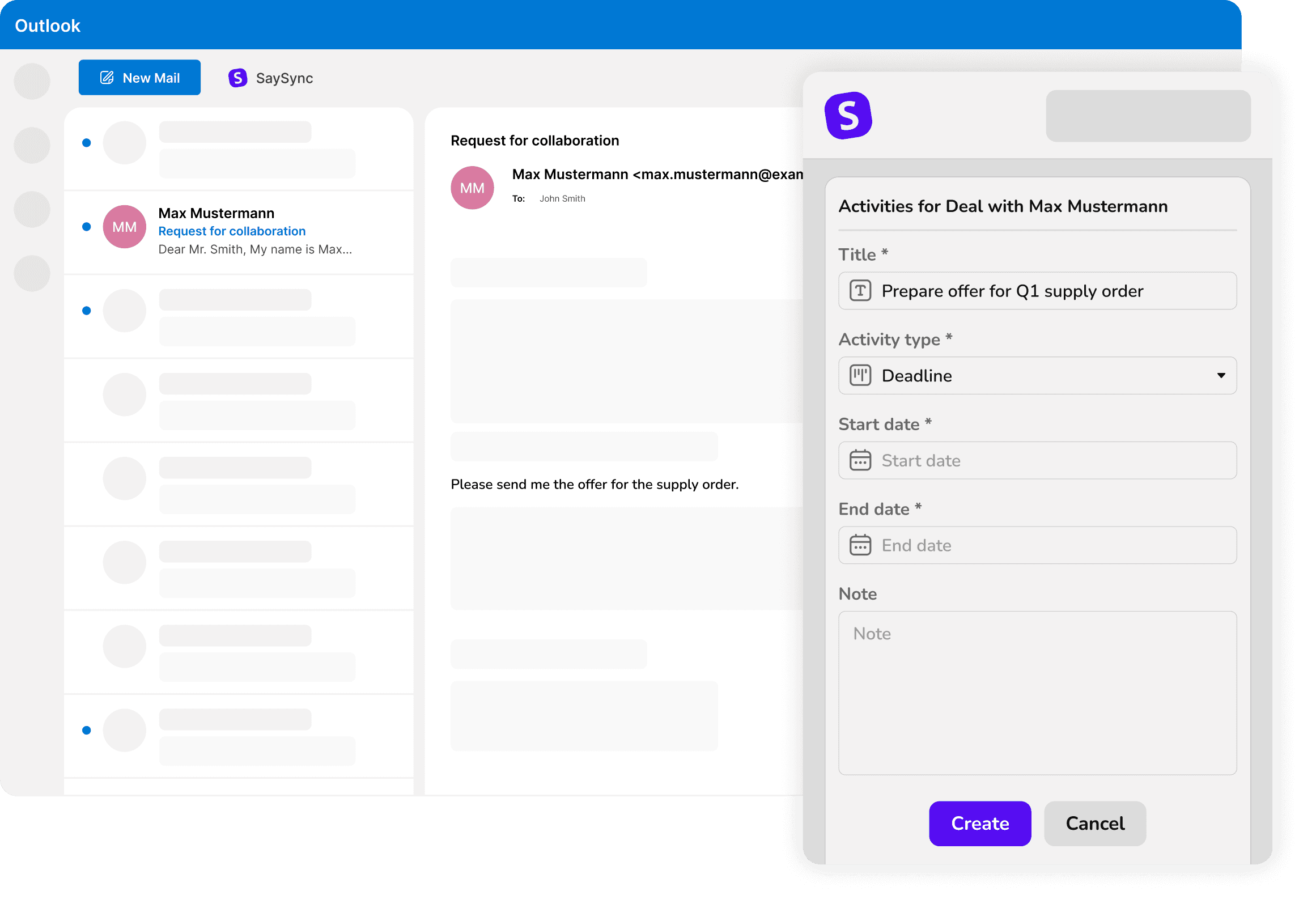 Create new Pipedrive activities in Outlook